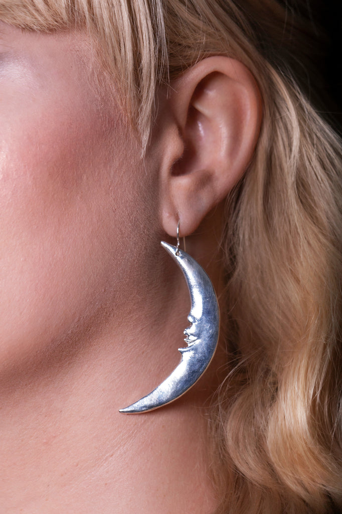 Crystal Crescent Moon 18k Gold Plated Large Stud Earrings – Ettika